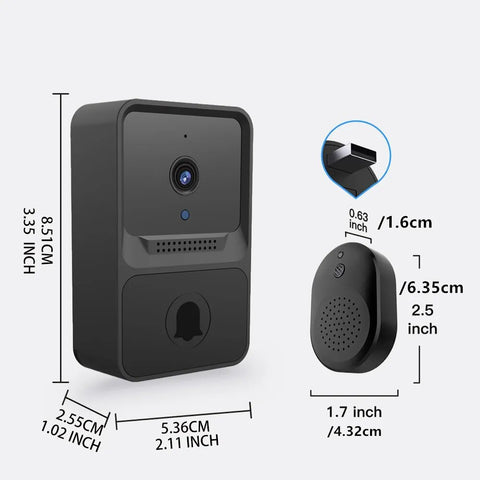WiFi doorbell, HD, security camera, night vision and voice.