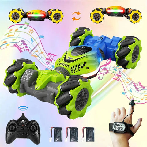 4WD car, remote control with gesture clock and rotation sensor.
